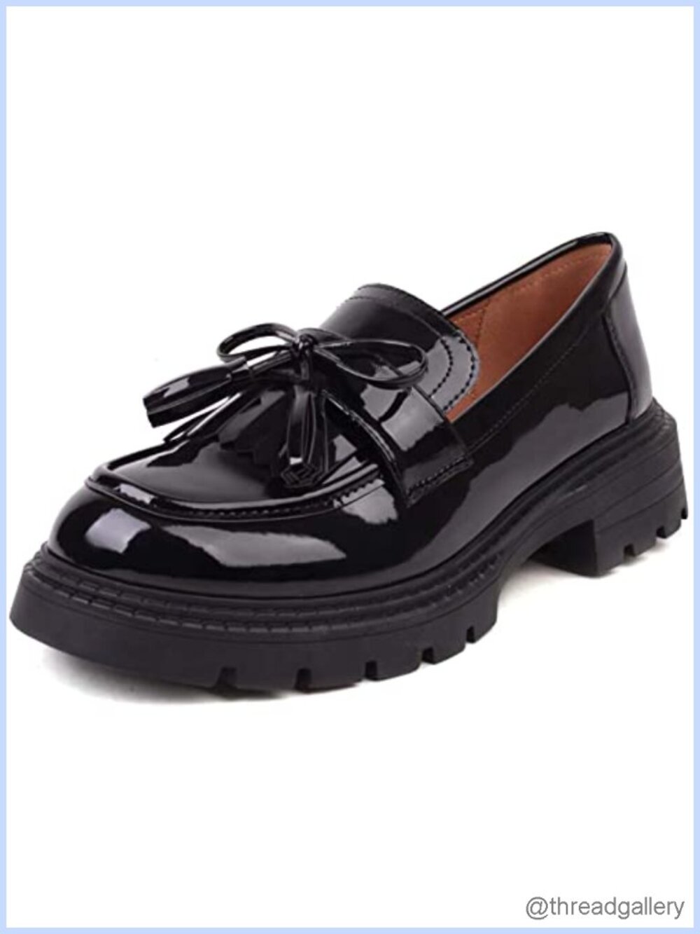Patent Leather Tassel Loafers Slip-On Thick-Soled Casual Flat Shoes